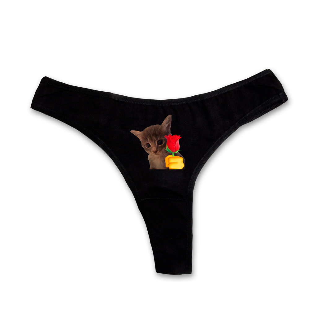 Cat with rose thongs