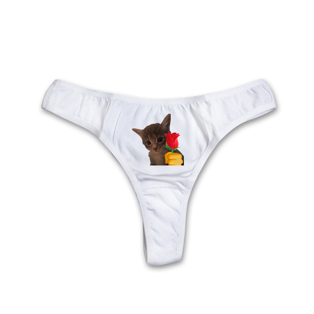 Cat with rose thongs